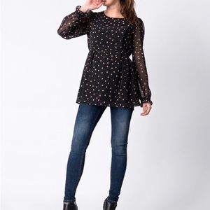 Seraphine polka dot maternity blouse.